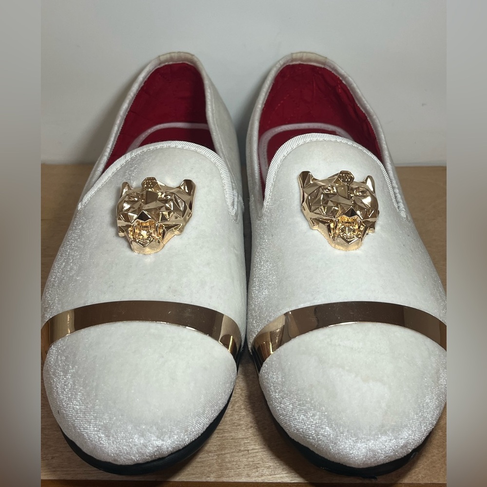 Justar Men's White Dress Shoes Size 44 velvet